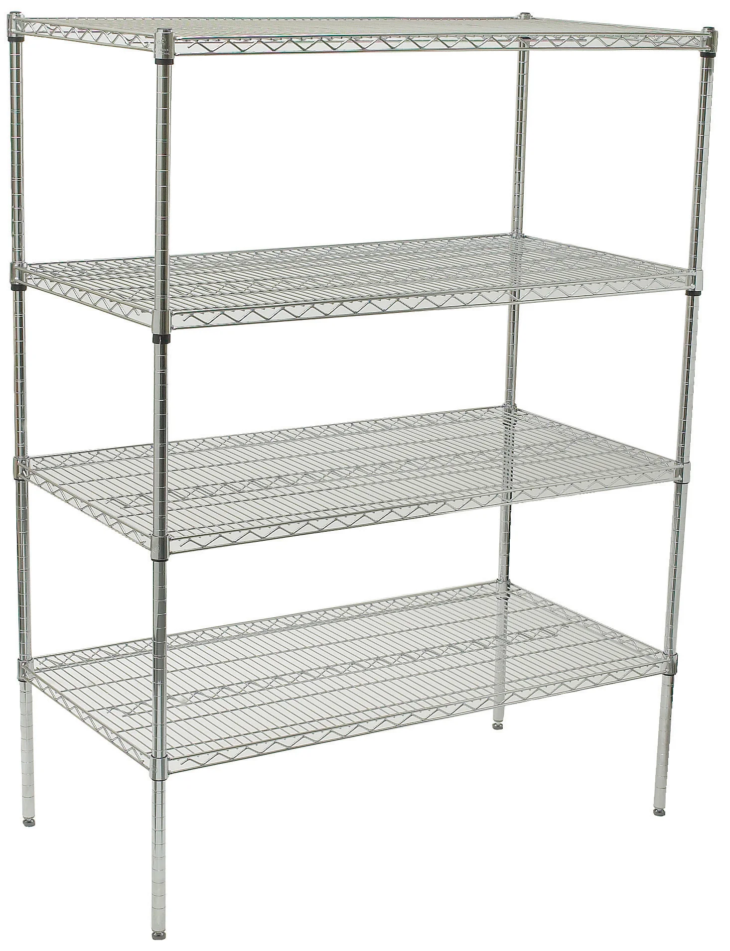 Winco VCS-2448 48 Inch 4 Tier Wire Shelving Unit Chrome Finish with Durable Design - Image 3