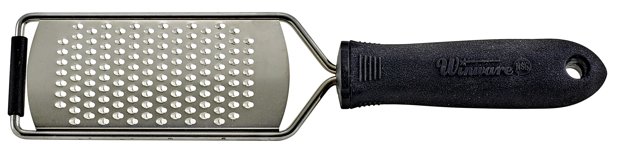 Winco VP-311 10 Inch Grater with Small Holes Stainless Steel Soft Grip Black