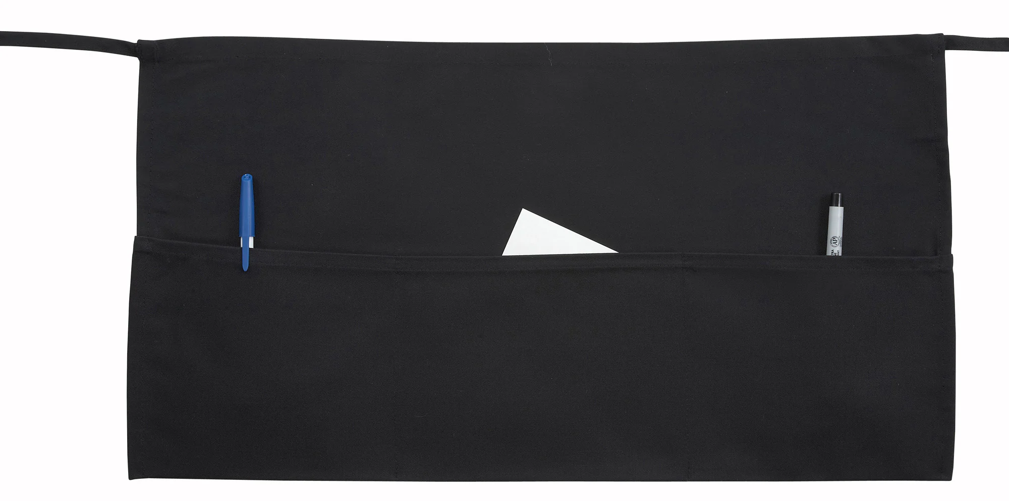 Winco WA-1221 21-3/4 Inch Waist Apron Black Cotton/Polyester with 3 Pockets
