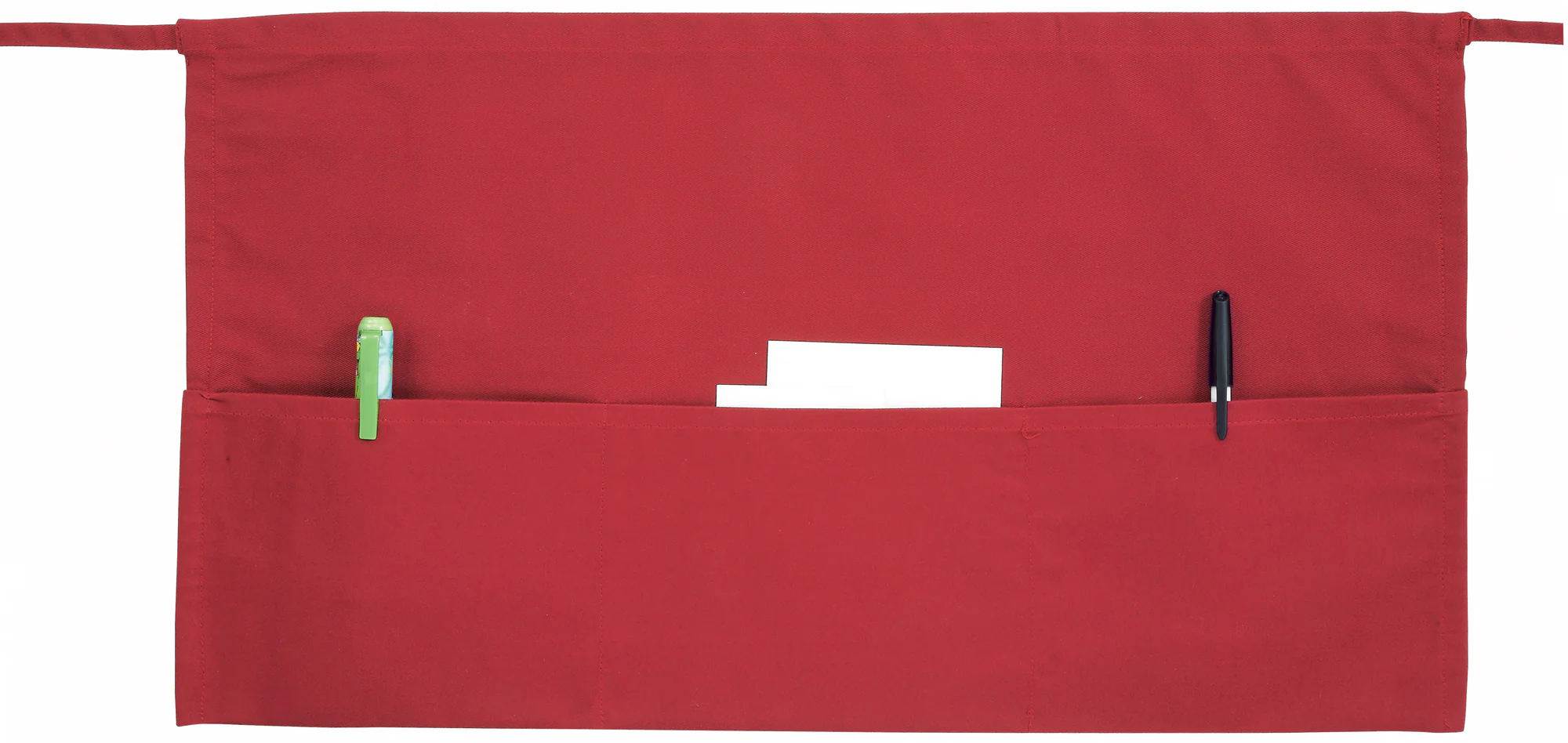Winco WA-1221RED 21-3/4 Inch Waist Apron with 3 Pockets Red Cotton/Poly Blend - Image 2