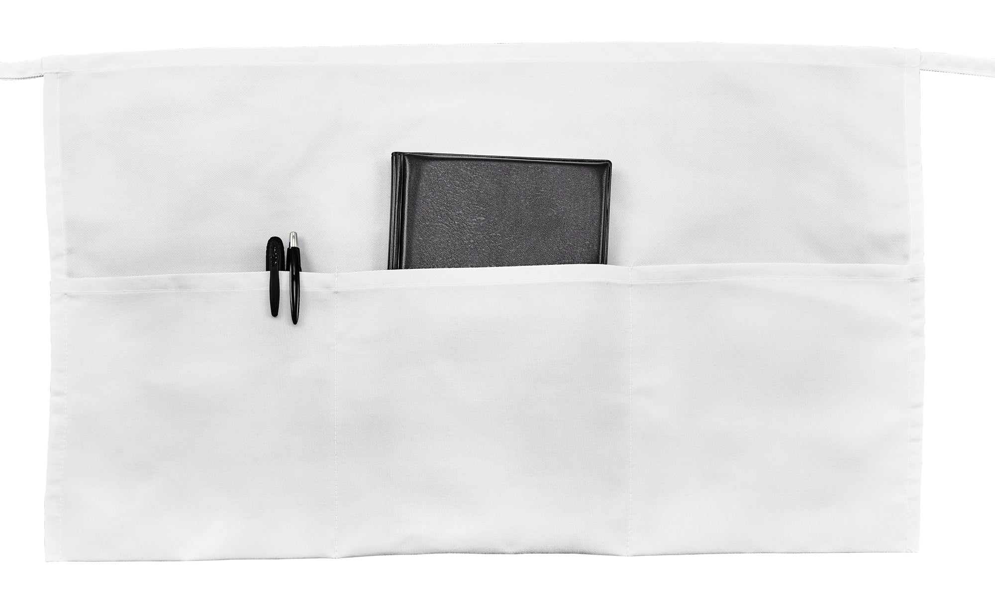 Winco WA-1221W 21-3/4 Inch Length White Waist Apron with 3 Pockets Cotton Poly Blend - Image 2