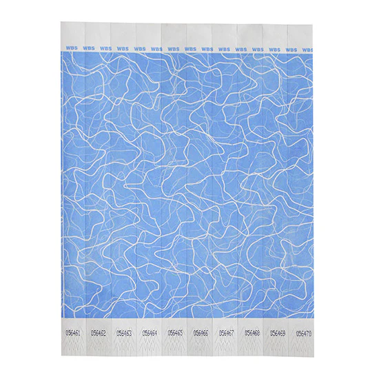 Winco WB-100B-D Bar Maid Waterproof Tear-Free Wristbands - Blue Pattern (500 Pieces/Pack)