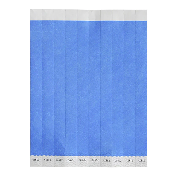 Winco WB-100B-S Bar Maid Waterproof Tear-Free Wristbands - Blue Solid (500 Pieces/Pack) - Image 2