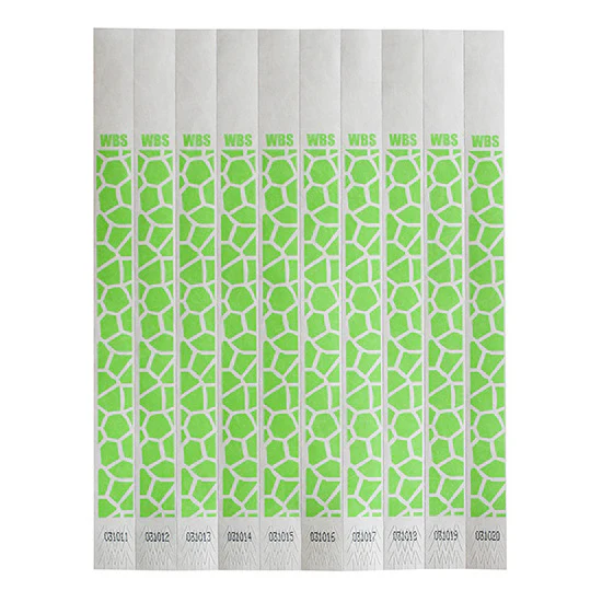 Winco WB-100G-D Bar Maid Waterproof Tear-Free Wristbands - Green Pattern (500 Pieces/Pack) - Image 2