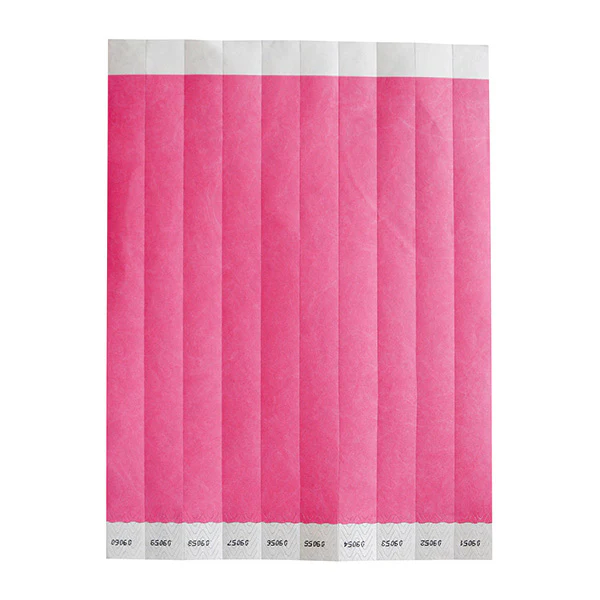 Winco WB-100PI-S Bar Maid Waterproof Tear-Free Wristbands - Pink Solid (500 Pieces/Pack) - Image 2