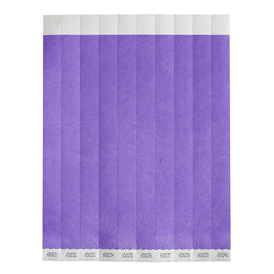 Winco WB-100PU-S Bar Maid Waterproof Tear-Free Wristbands - Purple Solid (500 Pieces/Pack) - Image 2