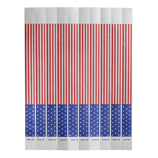 Winco WB-FLAG Bar Maid Waterproof Tear-Free Wristbands - American Flag (500 Pieces/Pack)