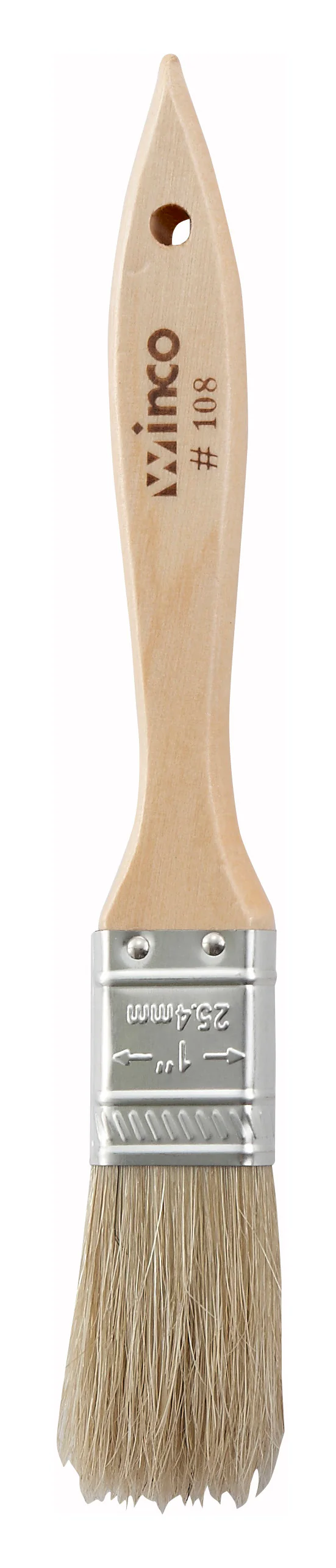 Winco WBR-10 1 Inch Flat Pastry Brush Boar Hair Wooden Handle Metal Ferrules - Image 2