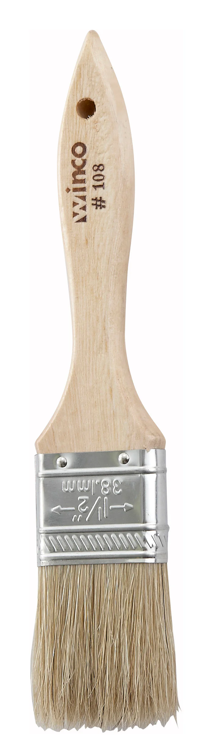 Winco WBR-15 1-1/2 Inch Pastry Brush Boar Hair Bristles Wooden Handle Metal Ferrules - Image 2