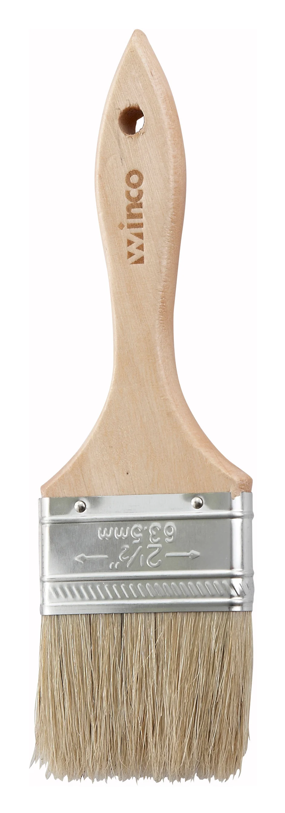 Winco WBR-25 2-1/2 Inch Pastry Brush Boar Hair Bristles Wooden Handle - Image 2