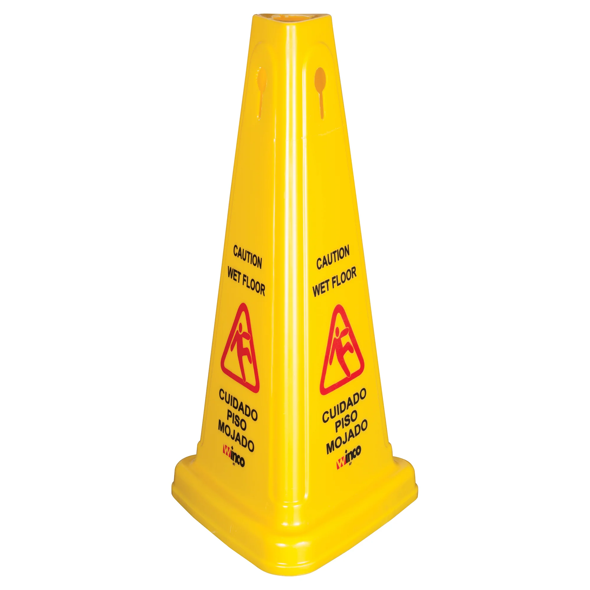 Winco WCS-27T 27 Inch Wet Floor Caution Sign Tri-cone Plastic Safety Marker