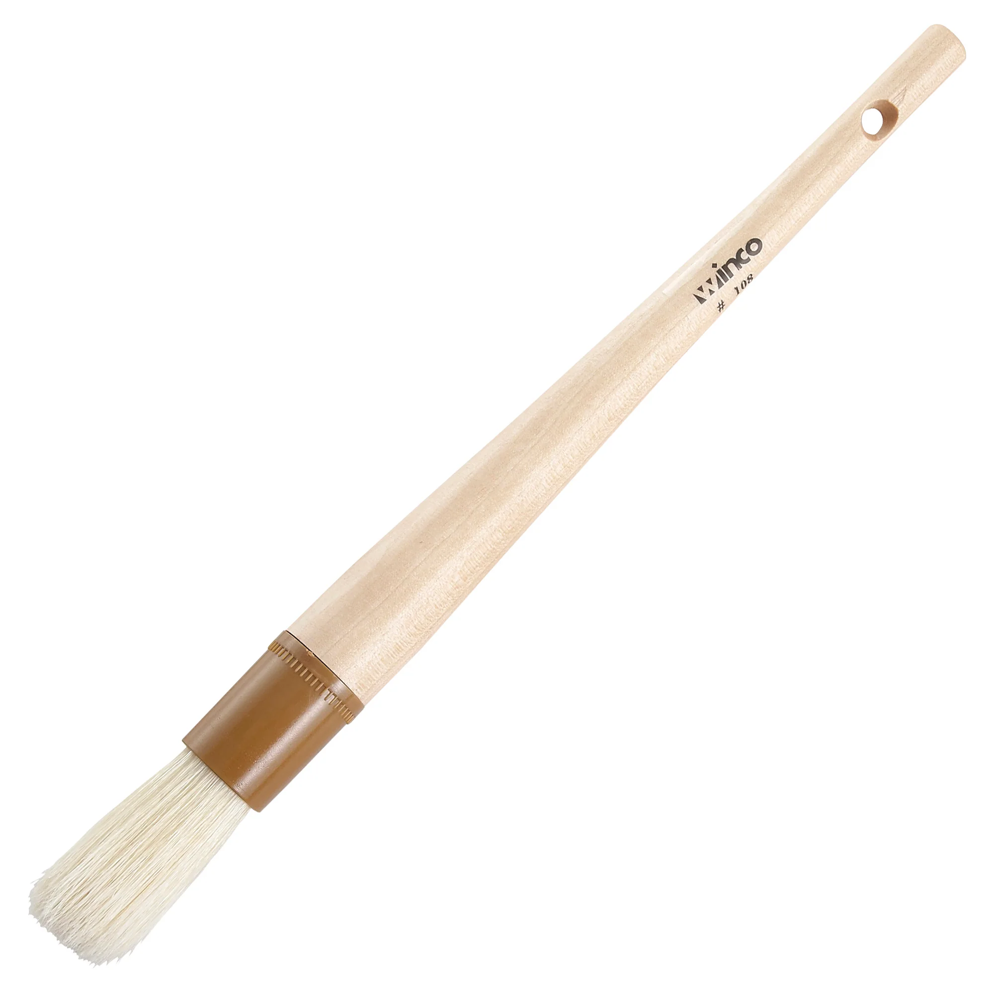 Winco WFB-10R 1 Inch Diameter Round Pastry Brush Boar Hair Wooden Handle - Image 2
