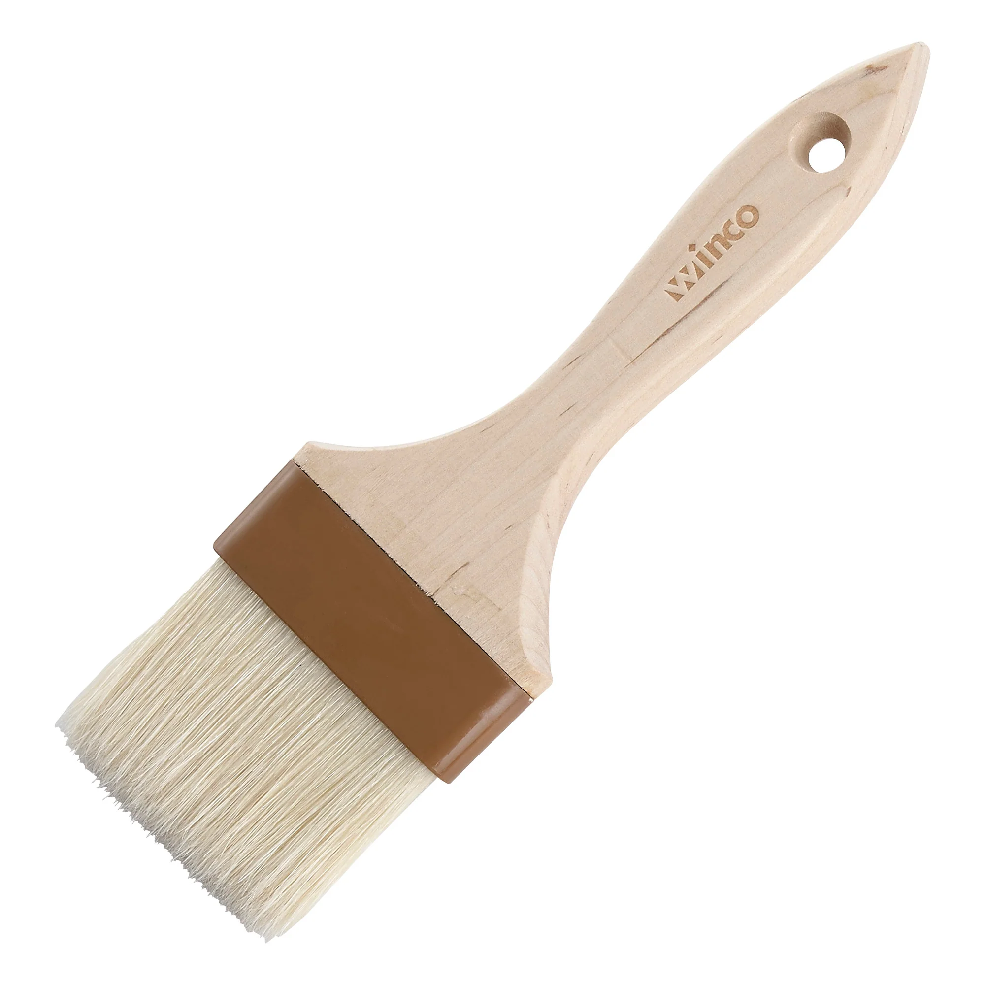 Winco WFB-30 3 Inch Pastry Brush Boar Hair Bristles Wooden Handle - Image 2