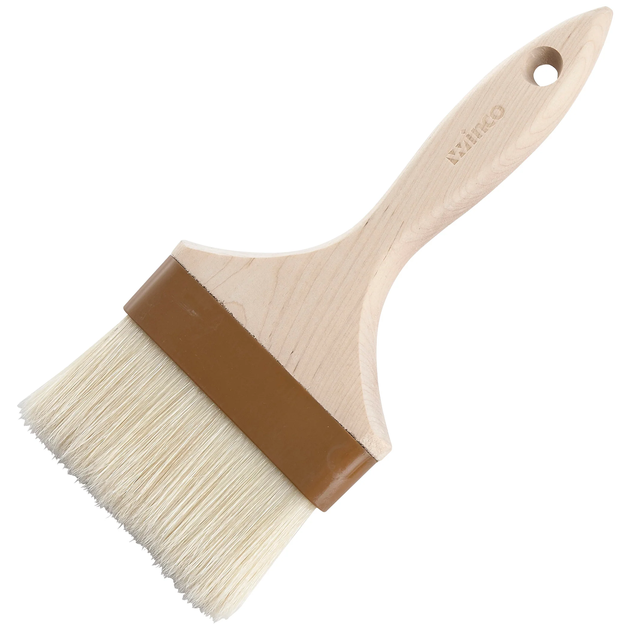 Winco WFB-40 4 Inch Pastry Brush Boar Hair Bristles Wooden Handle - Image 2