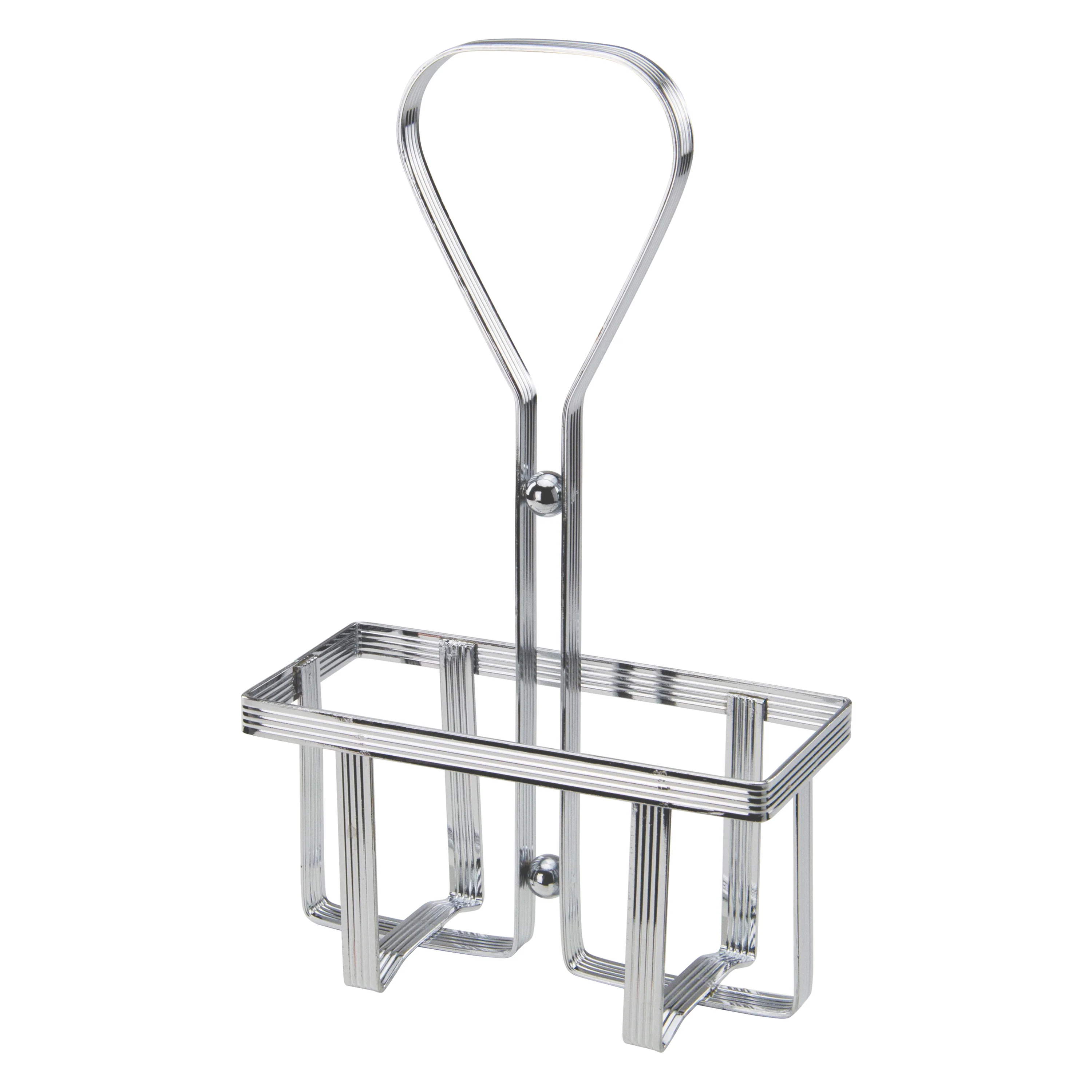 Winco WH-5 4.5 Inch Oil and Vinegar Cruet Rack Square Chrome Plated Metal