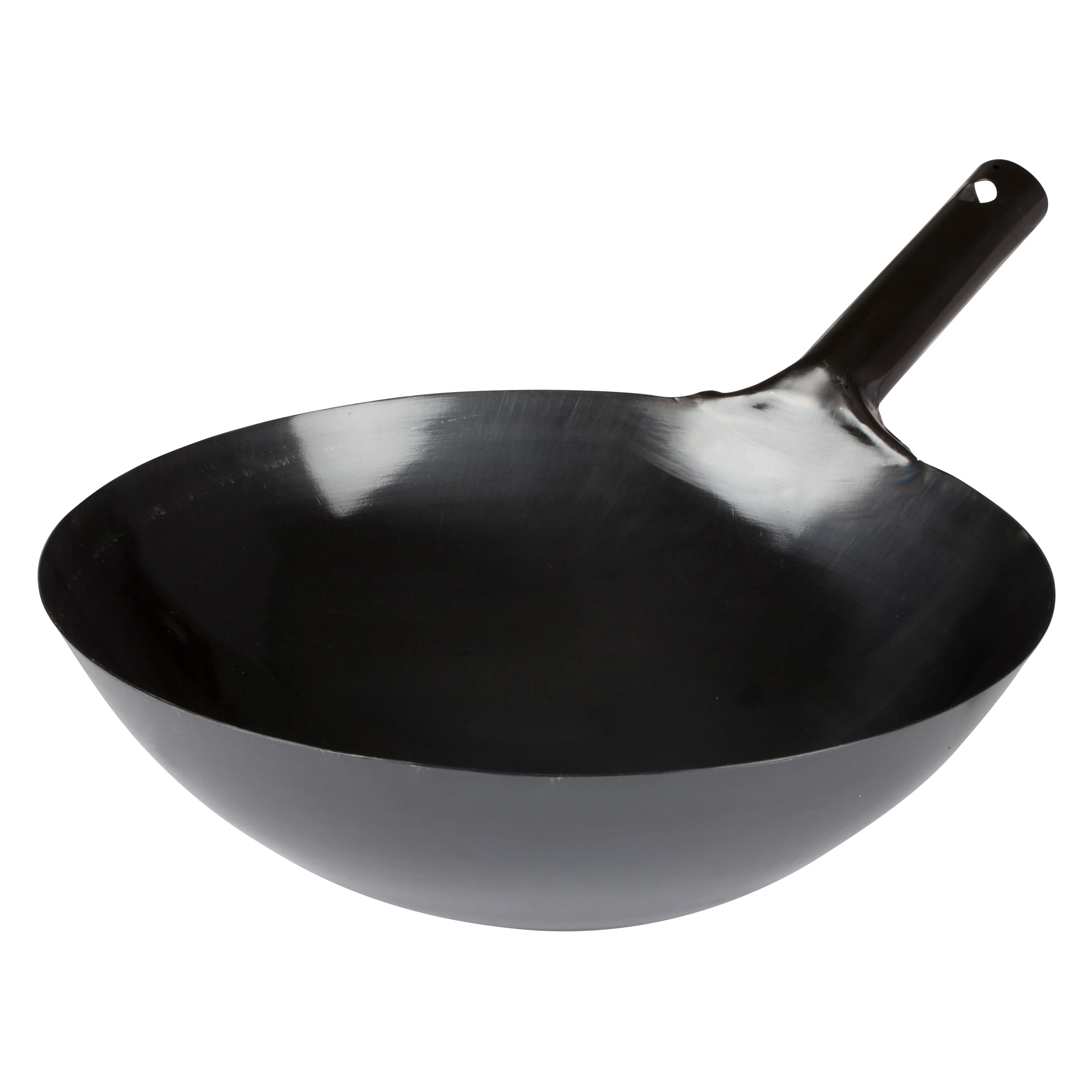 Winco WOK-34 14 Inch Diameter Japanese Wok with Integral Handle Carbon Steel Black - Image 3