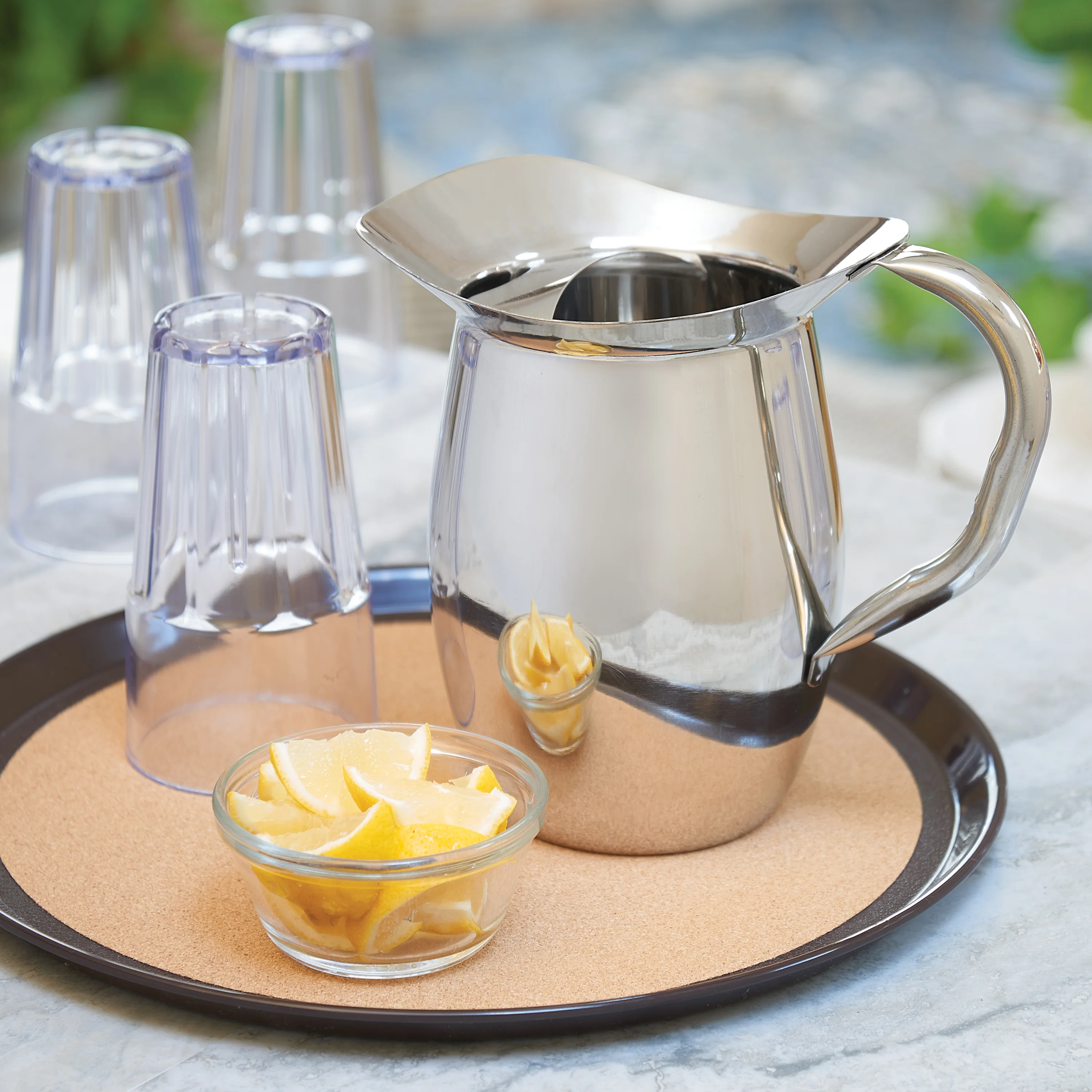 Winco WPB-2C 2 Qt Bell Pitcher with Ice Guard Heavy Weight Stainless Steel Mirror Finish - Image 2