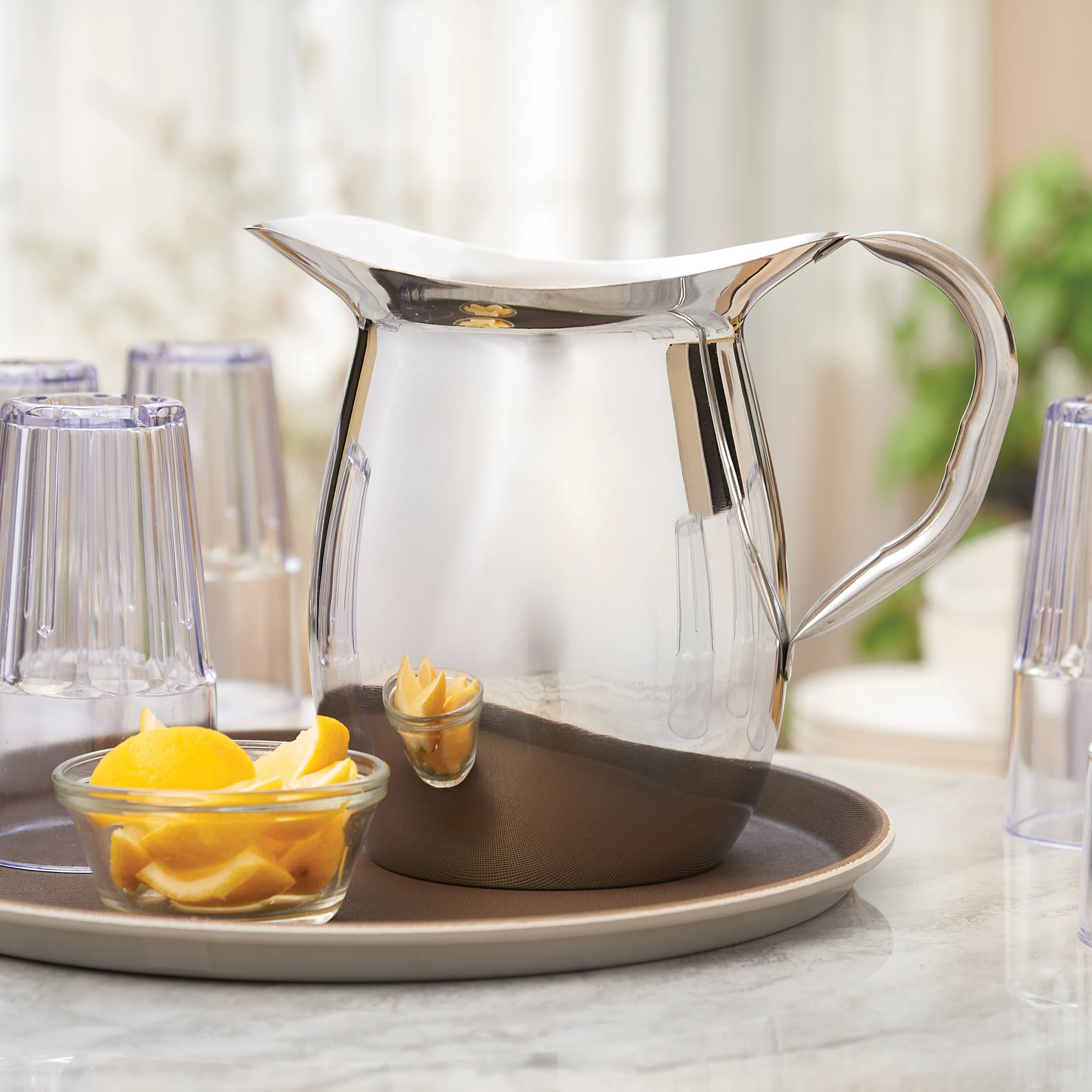 Winco WPB-3 3 Quart Bell Pitcher Heavy Weight Stainless Steel Mirror Finish - Image 2