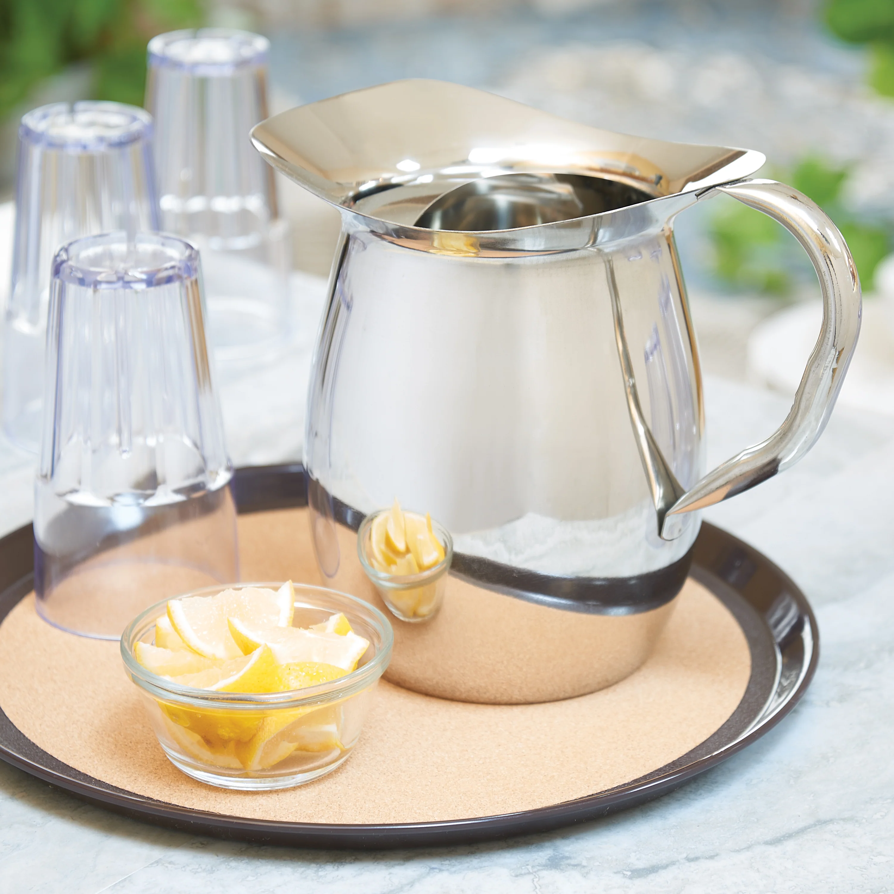 Winco WPB-3C 3 Qt Pitcher With Ice Guard Stainless Steel Mirror Finish - Image 2