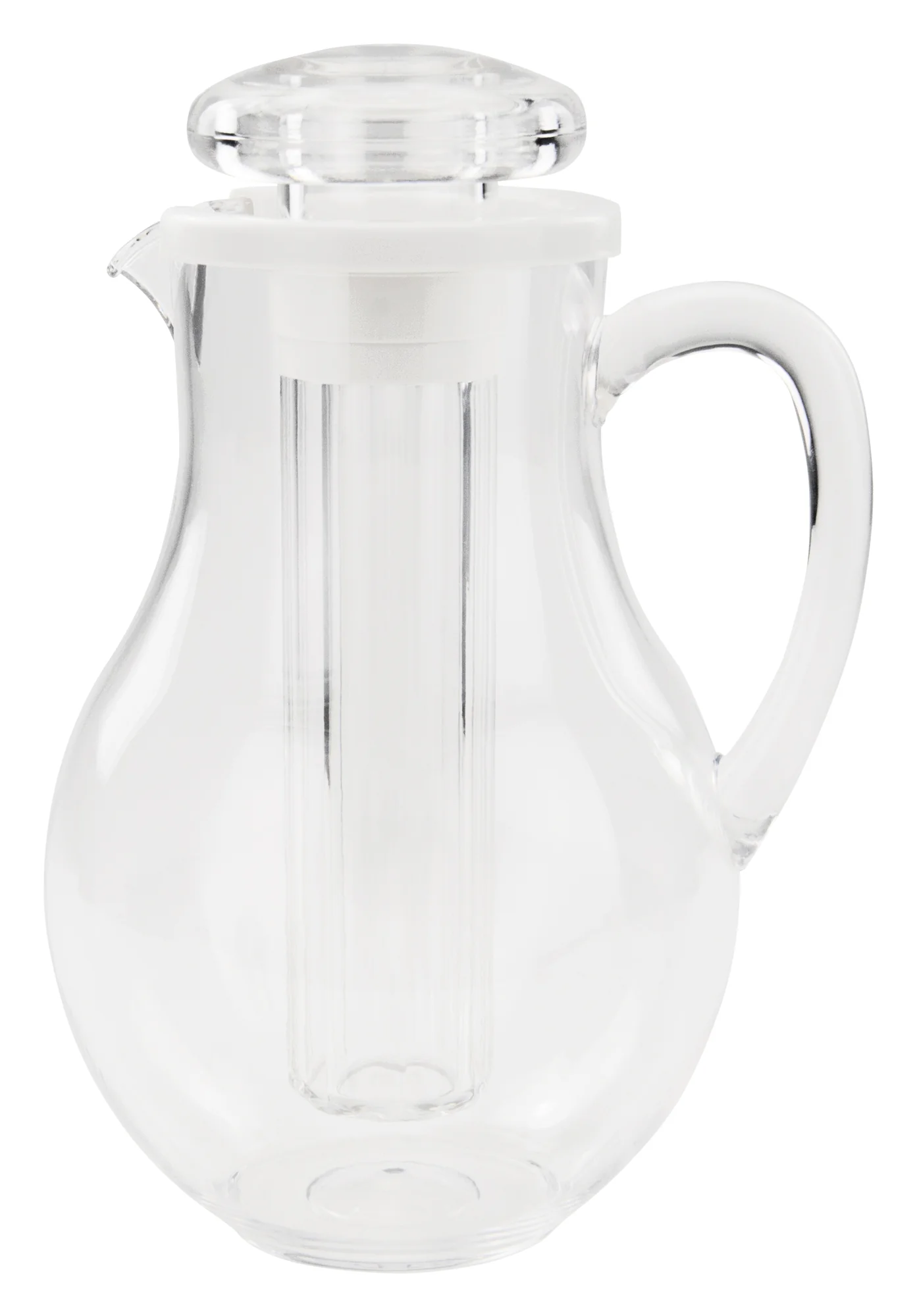 Winco WPIT-19 2 Quart Built-in Ice Core Water Pitcher Clear Polycarbonate with Handle - Image 3