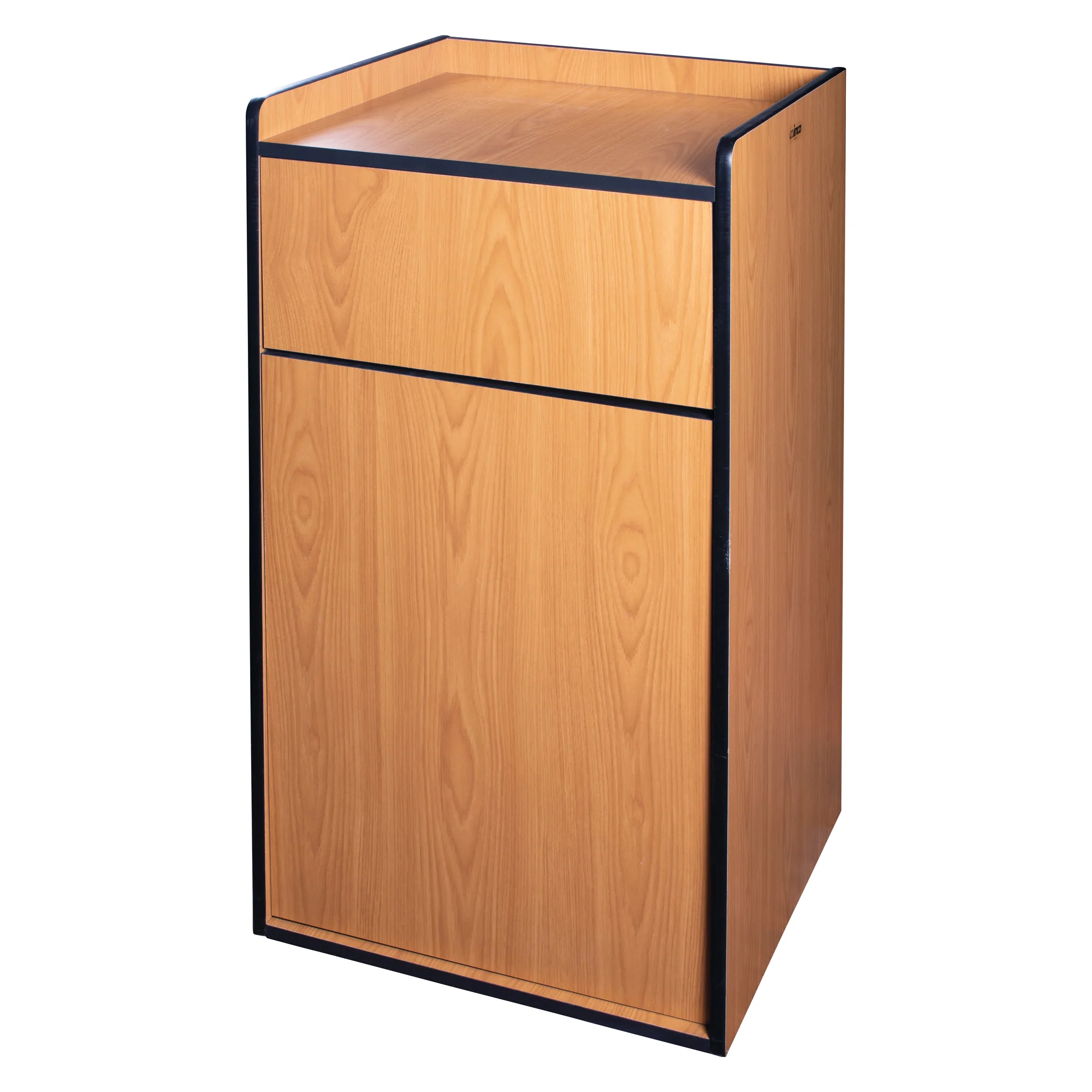 Winco WR-35 23-3/4 Inch Wood Waste Receptacle with Tray Top - Image 4