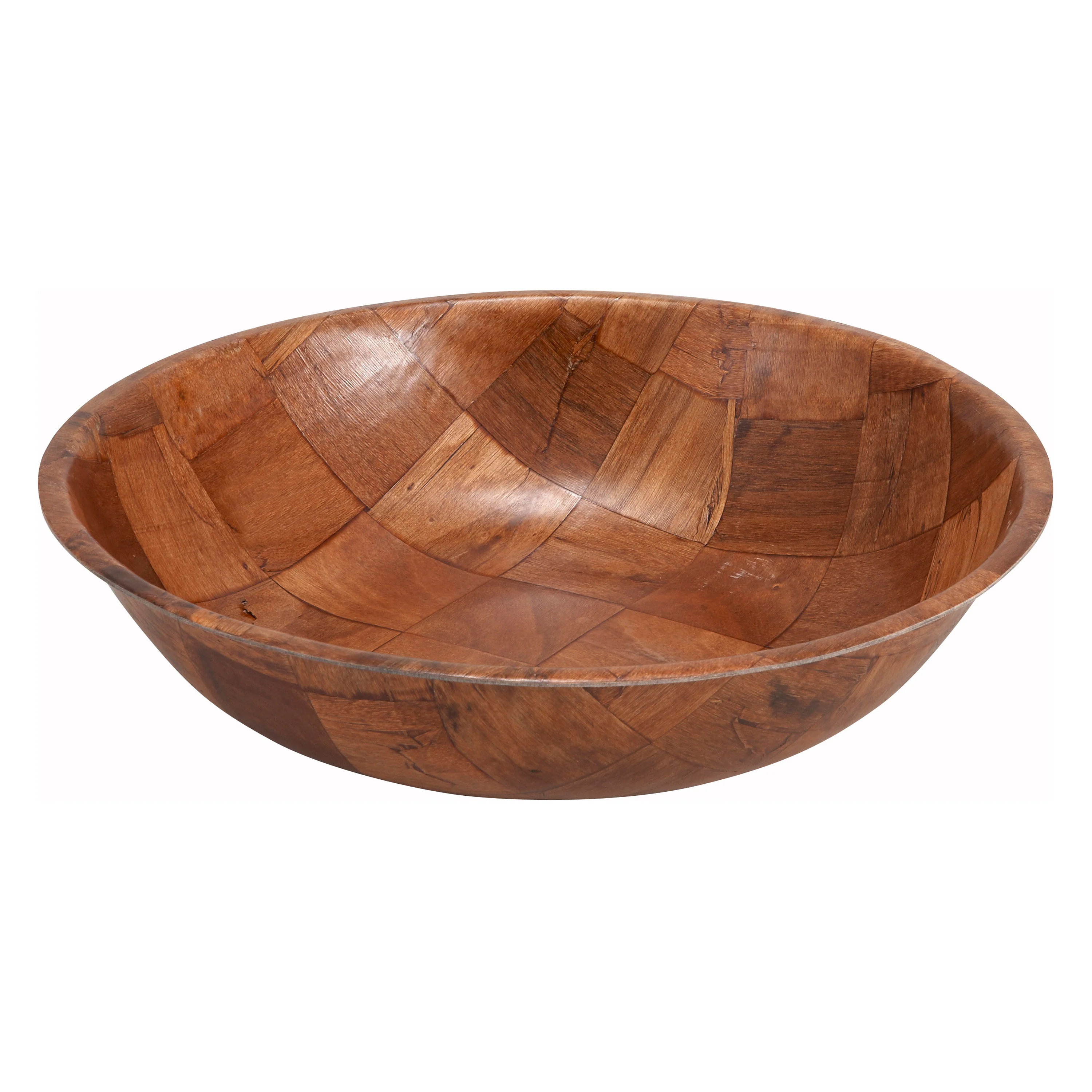 Winco WWB-10 10 Inch Diameter Round Salad Bowl Woven Wood Hand Wash - Image 3